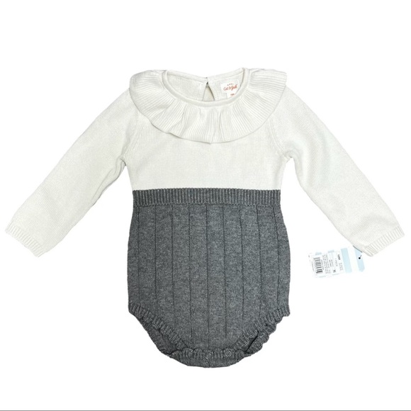Cat & Jack Other - Cat & Jack Baby Girl 18 Months Grey Gray White Sweater Jumper One Piece Outfit